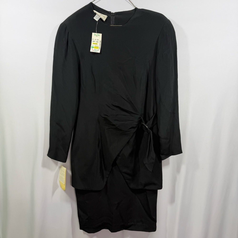 Spenser Jeremy Black Long-Sleeve Knot Detail Dress